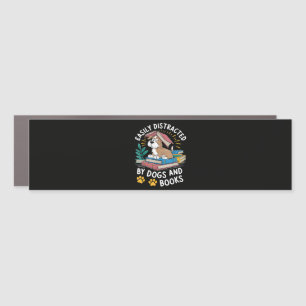 Easily Distracted by Dogs and Books Funny Pets Car Magnet