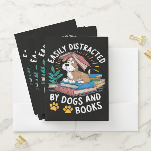 Easily Distracted by Dogs and Books Funny Pets Pocket Folder