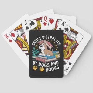 Easily Distracted by Dogs and Books Funny Pets Poker Cards