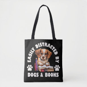 Easily Distracted By Dogs And Books Tote Bag