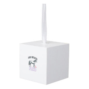 Easily Distracted by Dogs and Horses Shirt Design_ Cube Ornament