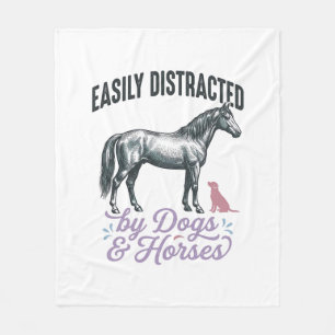 Easily Distracted by Dogs and Horses Shirt Design_ Fleece Blanket