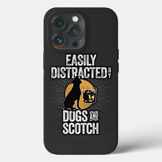 Easily Distracted by Dogs and Scotch Case-Mate iPh iPhone Case (Back)