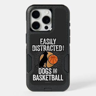 Easily Distracted by Dogs & Basketball OtterBox iP iPhone 15 Pro Case