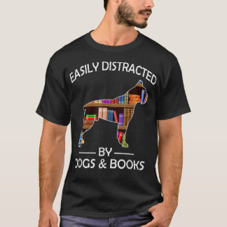 Easily Distracted By Dogs & Books Funny Boer Dog T-Shirt