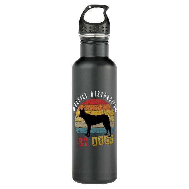 Easily Distracted By Dogs Stainless Steel Water Bottle (Front)