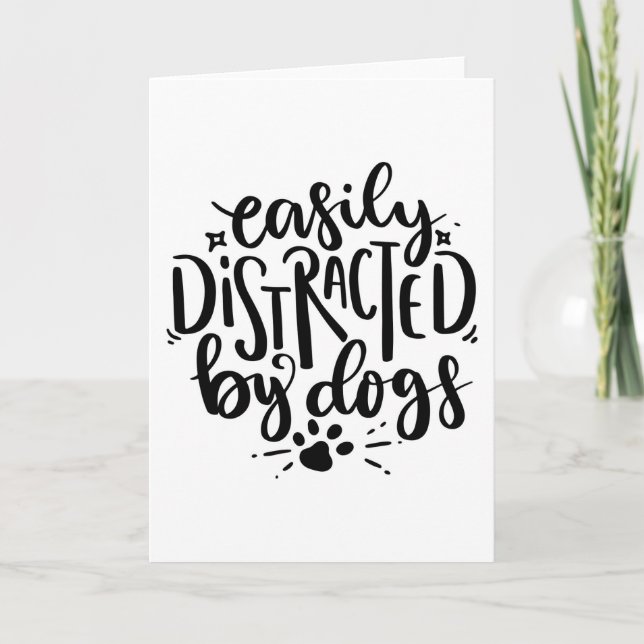 Easily Distracted By Dogs Thank You Card (Front)