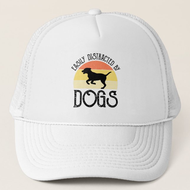 Easily Distracted By Dogs Trucker Hat (Front)