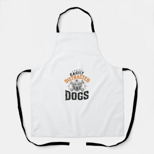 Easily Distracted By Dogs Vintage Dog Lover Design Apron