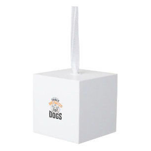 Easily Distracted By Dogs Vintage Dog Lover Design Cube Ornament