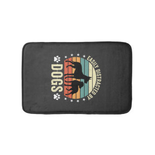 Easily Distracted by Dogs Vintage Retro Sunset Bath Mat