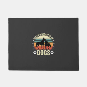 Easily Distracted by Dogs Vintage Retro Sunset Doormat