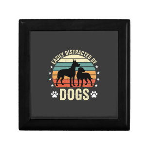 Easily Distracted by Dogs Vintage Retro Sunset Gift Box