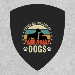 Easily Distracted by Dogs Vintage Retro Sunset Patch
