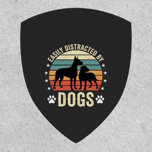 Easily Distracted by Dogs Vintage Retro Sunset Patch