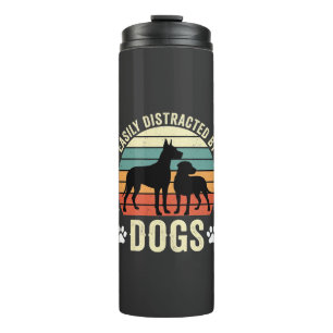 Easily Distracted by Dogs Vintage Retro Sunset Thermal Tumbler