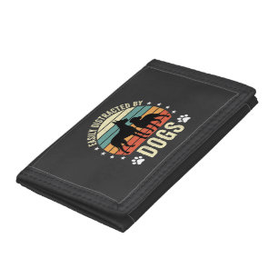 Easily Distracted by Dogs Vintage Retro Sunset Tri-fold Wallet