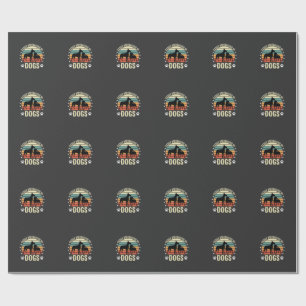 Easily Distracted by Dogs Vintage Retro Sunset Wrapping Paper