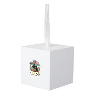 Easily Distracted by Dogs Vintage Silhouette Desig Cube Ornament