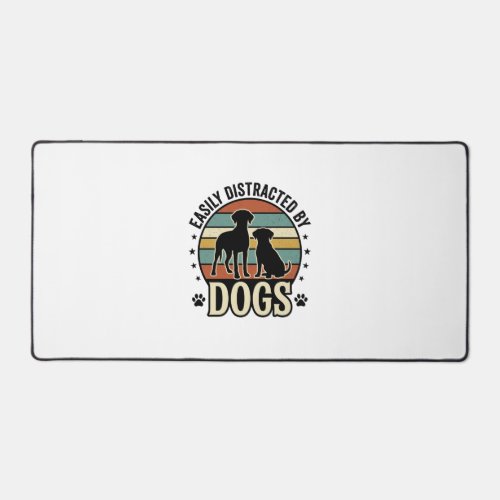 Easily Distracted by Dogs Vintage Silhouette Desig Desk Mat