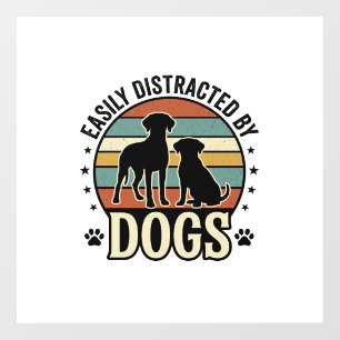 Easily Distracted by Dogs Vintage Silhouette Desig Floor Decals