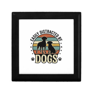 Easily Distracted by Dogs Vintage Silhouette Desig Gift Box