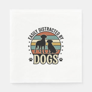 Easily Distracted by Dogs Vintage Silhouette Desig Napkins