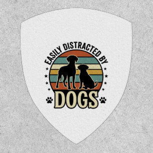 Easily Distracted by Dogs Vintage Silhouette Desig Patch