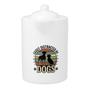 Easily Distracted by Dogs Vintage Silhouette Desig Teapot