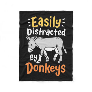 Easily Distracted By Donkeys Fleece Blanket