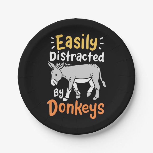 Easily Distracted By Donkeys Paper Plates (Front)