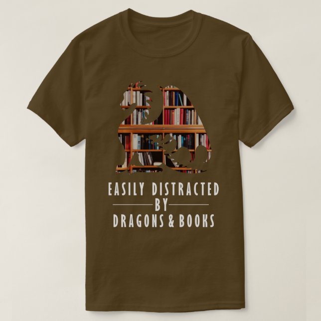 Easily Distracted By Dragons And Book Shirt Nerds  (Design Front)