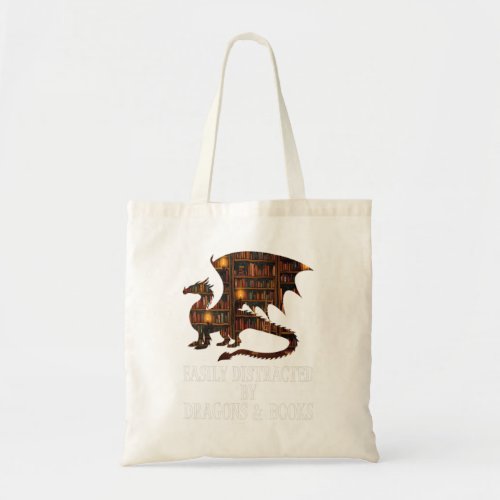 Easily Distracted By Dragons And Books Dragon Tote Bag