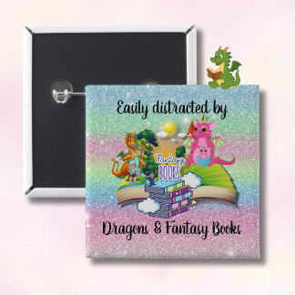 Easily Distracted by Dragons and Fantasy Books Button