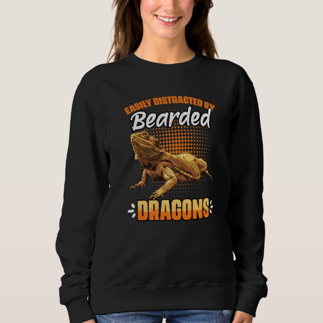 Easily Distracted By Dragons  Beaded Dragon Reptil Sweatshirt (Front)