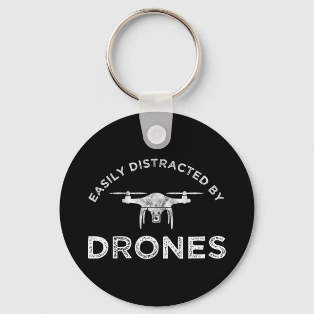 Easily Distracted By Drones Keychain (Front)