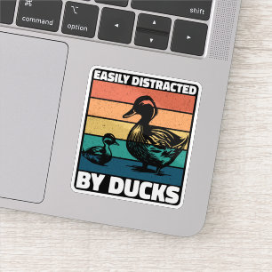 Easily Distracted By Ducks Lover Cool Farming Duck Sticker