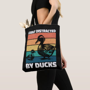 Easily Distracted By Ducks Lover Cool Farming Duck Tote Bag