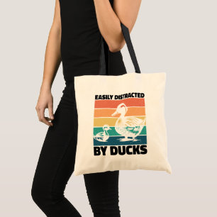 Easily Distracted By Ducks Lover Cool Farming Love Tote Bag