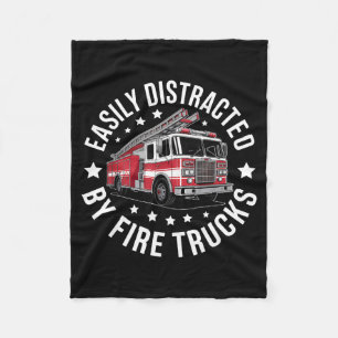 Easily Distracted By Fire Trucks Design  Fleece Blanket