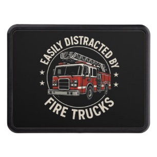 Easily Distracted By Fire Trucks Hitch Cover