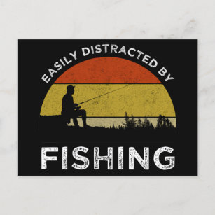 Easily Distracted By Fishing Postcard