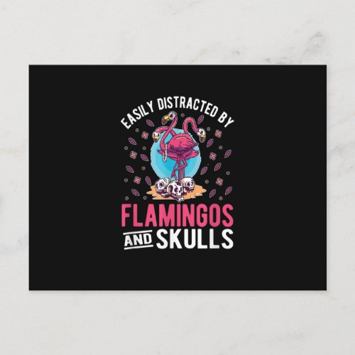 Easily Distracted By Flamingos And Skulls Postcard