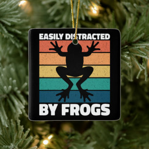 Easily Distracted By Frogs Lovers Colorful Design Ceramic Ornament