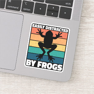 Easily Distracted By Frogs Lovers Colorful Design Sticker