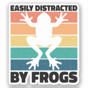 Easily Distracted By Frogs Lovers Colorful Design Sticker