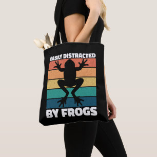 Easily Distracted By Frogs Lovers Colorful Design Tote Bag