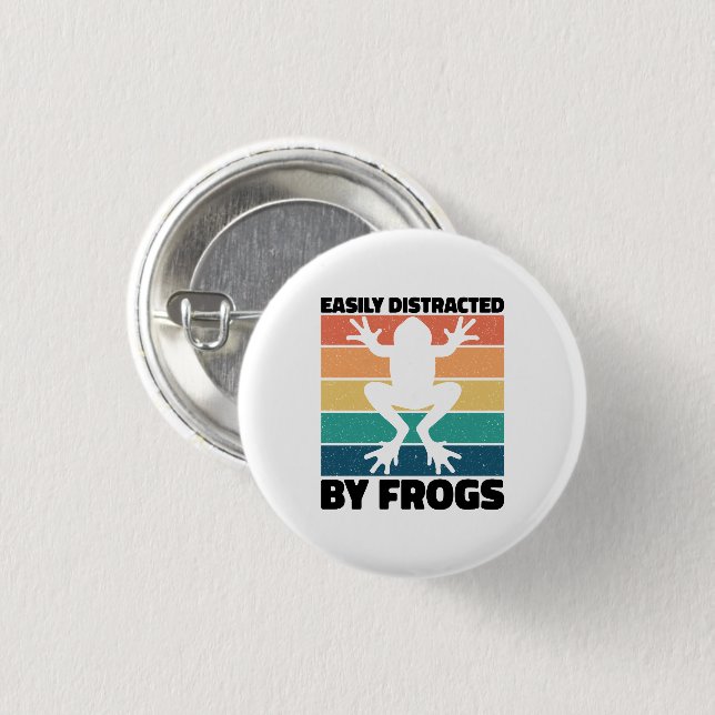 Easily Distracted By Frogs Lovers Cool Froggy  Button (Front & Back)