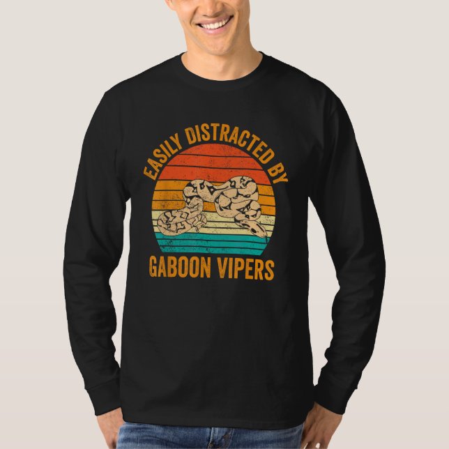 Easily Distracted By Gaboon Vipers Retro T-Shirt (Front)