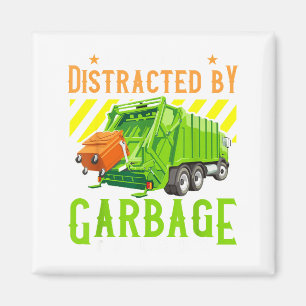 Easily Distracted By Garbage Trucks Funny Truck Lo Magnet